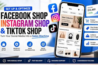 setup tiktok shop, facebook shop and instagram shop for dropshipping stores