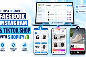 setup tiktok shop, facebook shop and instagram shop for dropshipping stores