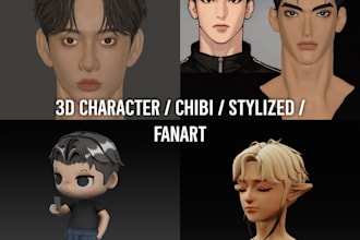 sculpt stylized, chibi, or semi realistic 3d character model
