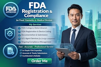 handle fda cosmetic registration, mocra compliance, and US agent service
