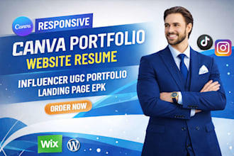 design canva portfolio website resume influencer ugc portfolio landing page epk