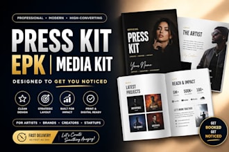 design a clean media kit or press kit for artists and brands