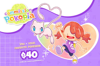 draw you in cute pokopia pokemon style with your favorite pokemon