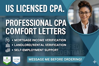 provide a licensed CPA letter tax preparation and financial statements