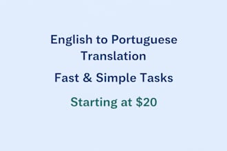 translate english to portuguese and do simple typing tasks