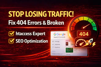 fix page not found, broken links, 404 error page, 302 redirect and gsc errors