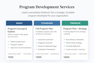 design a nonprofit or community program from idea to implementation