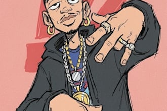 create a trendy urban character illustration in a streetwear style