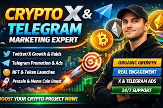 do crypto, nft twitter x marketing, community management, x ads and telegram ads