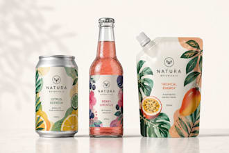 design print ready beverage label, can packaging with dieline and 3d mockup