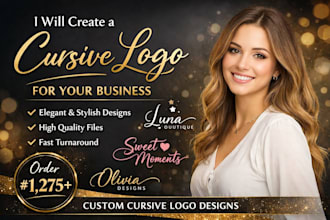 elegant cursive logo for boutique brand, handwritten signature design