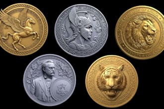 design 3d coin model, bas relief, cnc challenge coin and medallion