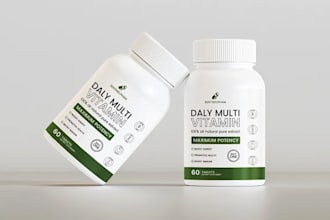 create packaging design and supplement label design, vitamins,  jar label