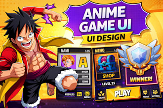 create anime game UI design for rpg and mobile games