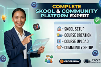 setup skool community, circle community, courses, automation and management