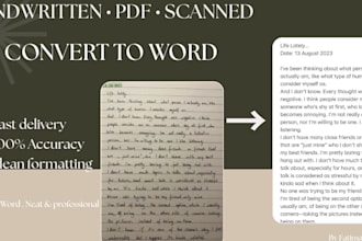 retype documents into clean and professional word format