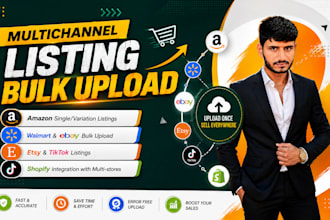 do amazon, walmart, etsy, ebay bulk upload and shopify store sync, CSV upload