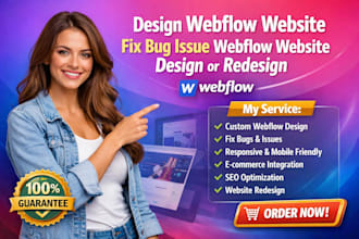 design webflow website fix bug issue webflow website design or redesign