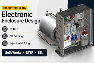 create iot electronic enclosure cad design in solidworks for manufacturing