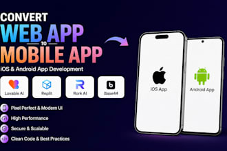 convert lovable ai web app replit rork ai base44 web app to ios android app