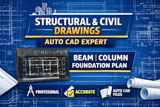 create structural and civil drawings beam column in autocad