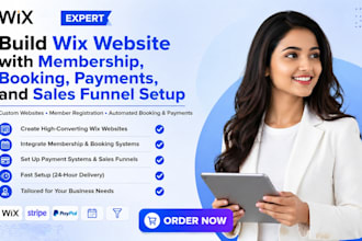 build  wix website with membership, booking, payments, and sales funnel setup