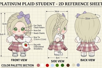 create plush reference sheet plushie stuffed animal doll character ych concept
