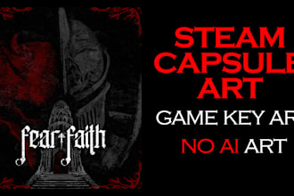 design steam capsule art and game key art, dark fantasy horror