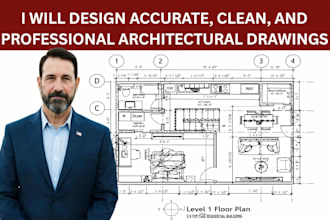 do 2d floor plan and architectural drawing, elevation, site plan, mep design mep