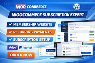 setup woocommerce subscription and membership website with recurring payments