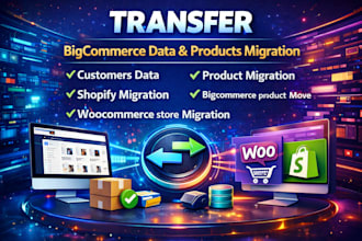 transfer bigcommerce website data, website products to woocommerce or shopify