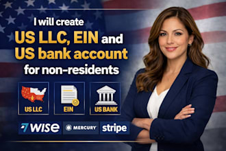 register US llc, wyoming or delaware with ein number and US bank account