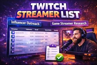 twitch streamer list influencer outreach game streamer research