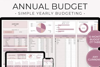 design a custom budget spreadsheet planner for income and expense tracking
