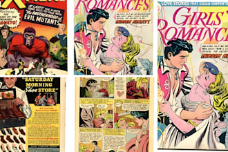 70s 80s retro vintage comic illustration vintage art poster romance book cover