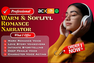 record a warm american female narrator for your contemporary romance audiobook