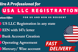 do US llc registration in delaware or wyoming with ein and US bank account