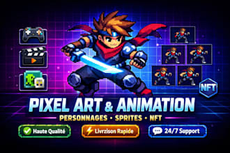 créer et animer des personnages pixel art uniques pour jeux vidéo et nft