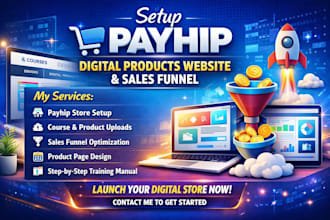 setup payhip digital products website course upload sales funnel training manual