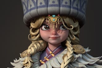 create stylized 3d character modeling for game, rig animation film in blender
