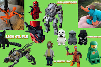 create lego stl file, lego minifigure, lego moc design for 3d printed lego
