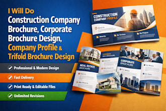 do construction company brochure, corporate brochure design company profile