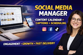social media marketing manager content calendar captions scheduling engagement
