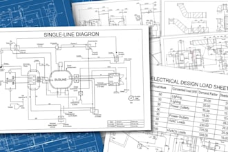 create single line diagram, electrical design, load sheet and mep plans