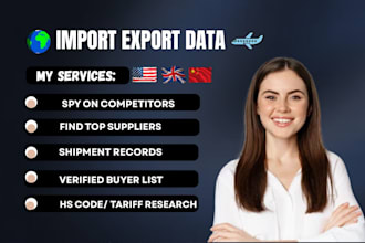 provide import export shipment data, hs code and product sourcing research