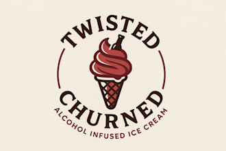 do twisted churned alcohol infused ice cream logo for gaming,youtube,website