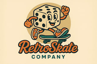 create eye catchy retro skate die mascot logo in express delivery