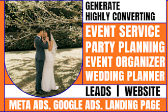 generate event service, party planning, wedding planner leads and website