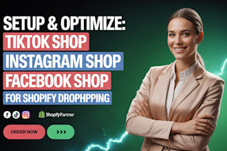 set up tik tok shop  tiktok shopify marketing or shopify dropshipping store