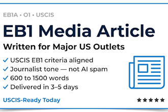 write a uscis approved eb1 media article for major US outlet